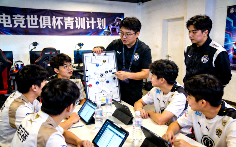 电竞世俱杯青训计划现场年轻选手与教练组交流训练